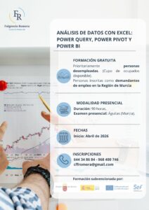 Análisis de Datos con Excel (60 h · Presencial · Desempleados) – Águilas