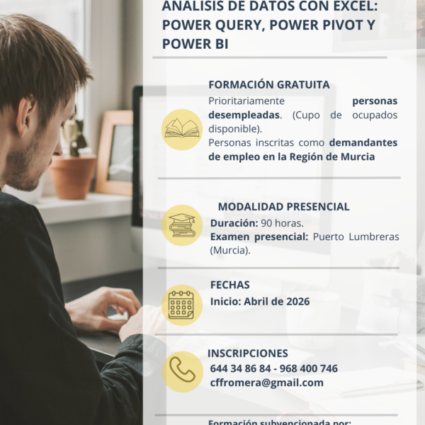 Análisis de Datos con Excel (60 h · Presencial · Desempleados) – Puerto Lumbreras
