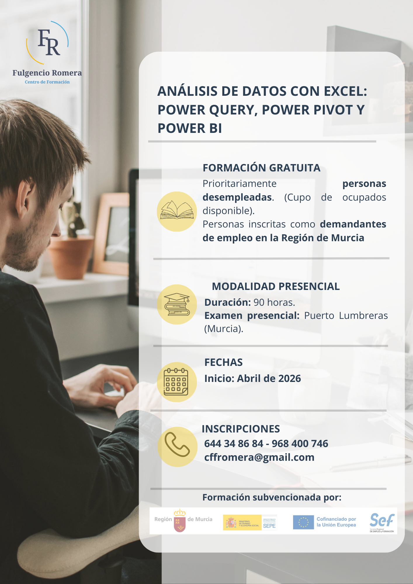 Análisis de Datos con Excel (60 h · Presencial · Desempleados) – Puerto Lumbreras