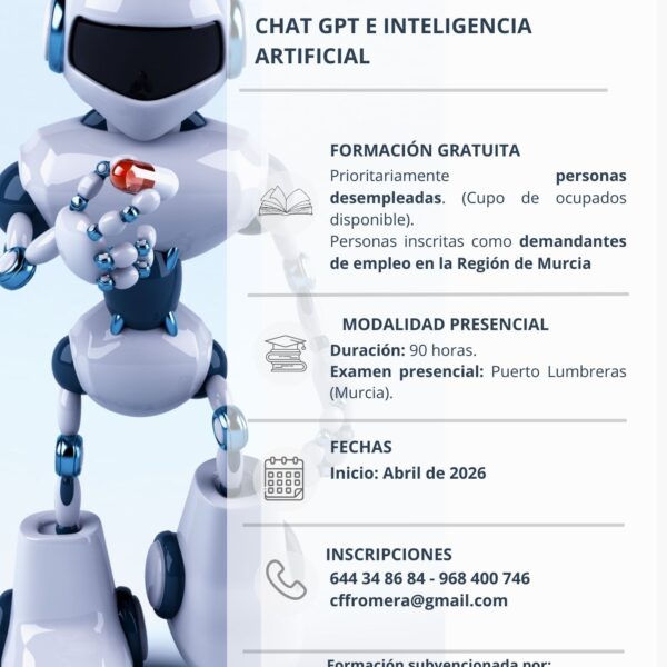 AC-2025-600 ChatGPT e Inteligencia Artificial (60 h · Presencial · Desempleados) – Puerto Lumbreras