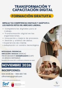 AC-2025-3603 TRANSFORMACIÓN Y CAPACITACIÓN DIGITAL (60 h · Presencial · Desempleados) – Águilas