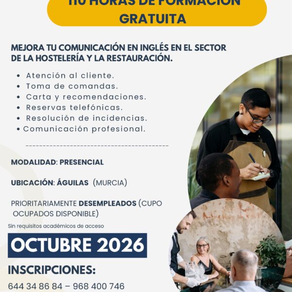 AC-2025-3604 INGLÉS RESTAURACIÓN (110 h · Presencial · Desempleados) – Águilas