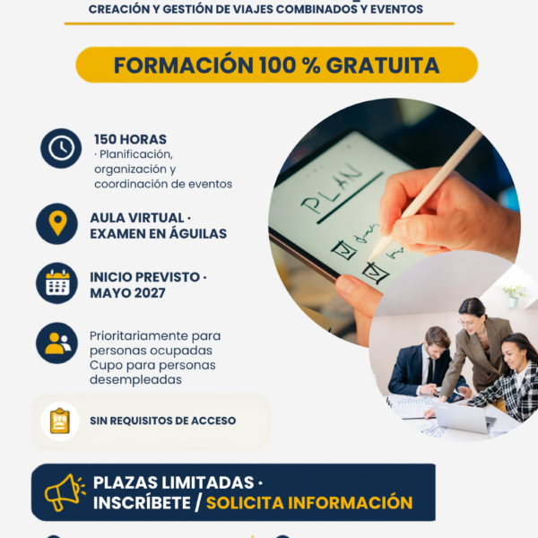 Gestión de Eventos (150 horas · Aula Virtual · Ocupados)